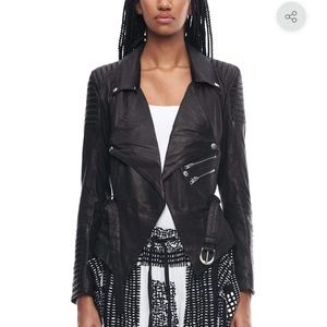 Jonny Cota Skingraft DRAPED MOTORCYCLE LEATHER JACKET BURGUNDY